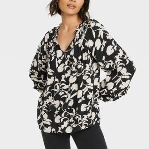 NEW! Knox Rose Women's Balloon Long Sleeve Floral Top XS